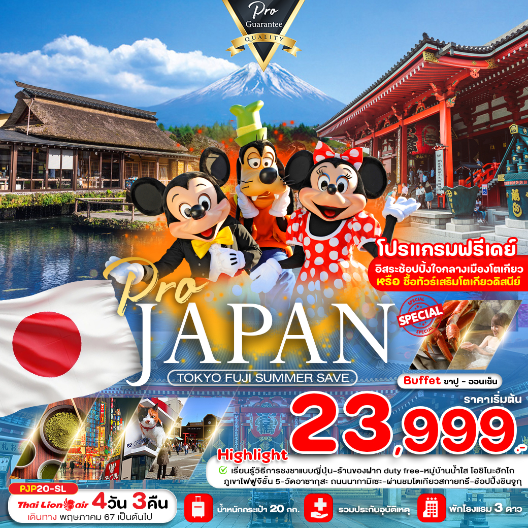 ทัวร์ญี่ปุ่น TOKYO FUJI SUMMER SAVE FREE DAY 4วัน 3คืน (SL)